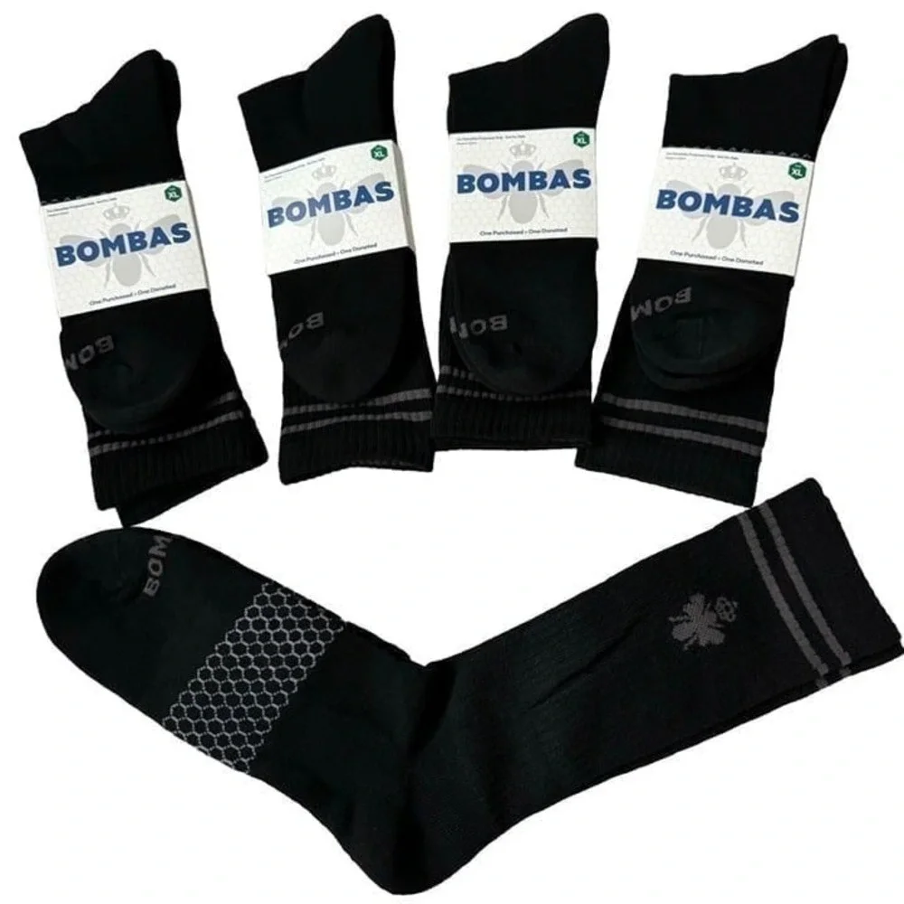 Bombas calf socks mens size XL Black Honeycomb stay up antimicrobial treatment